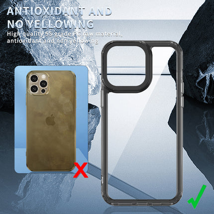 Mobizang Warrior Acrylic Clear Back Cover For Apple iPhone 15 Pro Max | Slim Shockproof [Military Grade Protection] Hybrid Bumper Case (Black Sides)
