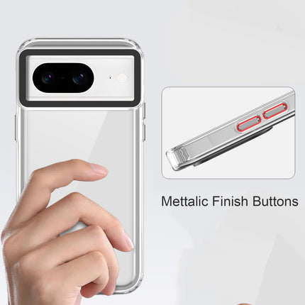 Mobizang Warrior Acrylic Clear Back Cover For Google Pixel 8 | Slim Shockproof [Military Grade Protection] Hybrid Bumper Case (Clear Sides)