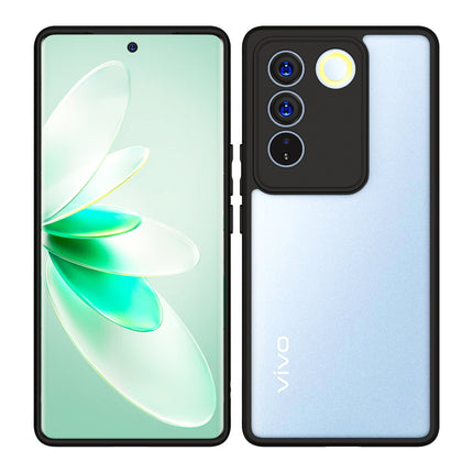 Mobizang Hawkeye Clear Back Cover for Vivo V27 (5G) / Vivo V27 Pro (5G) | Camera Lens Protector Shockproof Slim Clear Case Cover (Black Sides)