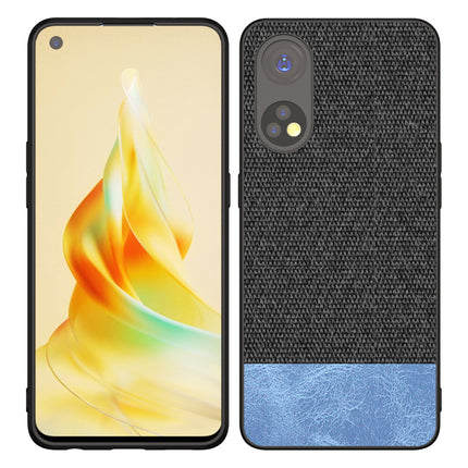 Mobizang Soft Fabric & Leather Hybrid for Oppo Reno 8T (5G) Back Cover | Shockproof Hybrid Slim Hard Anti Slip Back Case (Black, Blue)