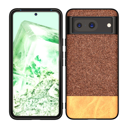 Mobizang Soft Fabric & Leather Hybrid Protective Back Cover for Google Pixel 8 | Shockproof Slim Hard Anti Slip Back Case (Brown)