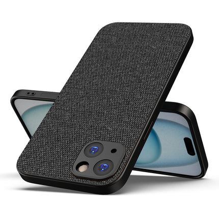 Mobizang Soft Full Fabric Protective Back Case Cover for Apple iPhone 15 | Shockproof Slim Hard Anti Slip Back Case (Black)