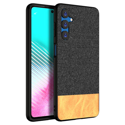 KAPA Soft Fabric & Leather Hybrid Protective Back Cover for Samsung Galaxy F54 | Shockproof Slim Hard Anti Slip Back Case (Black , Brown)