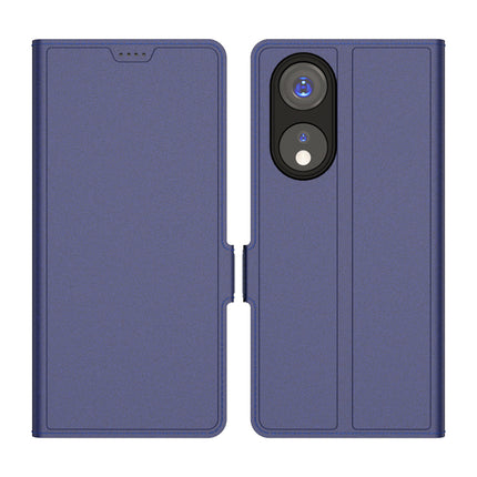 Mobizang Noble Slim Magnetic Leather Flip Case Cover for Oppo Reno 8T (5G) | Card Holder Stand Leather Flip Wallet Case (Blue)