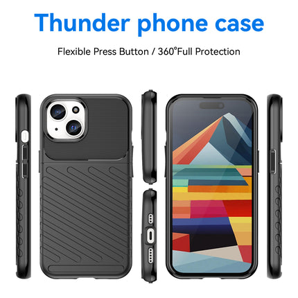 Mobizang Thunder Protective Flexible Back Cover for Apple iPhone 15 | Slim Anti Slip Rugged TPU Shockproof Full Body Bumper Case (Black)