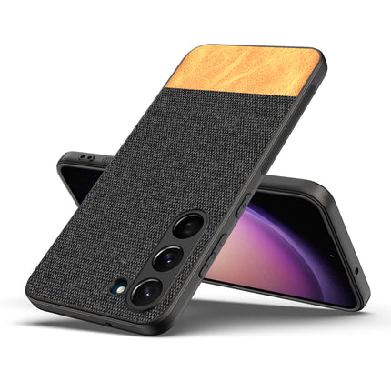 Mobizang Soft Fabric & Leather Hybrid for Samsung Galaxy S23 Plus Back Cover | Shockproof Hybrid Slim Hard Anti Slip Back Case (Black , Brown)