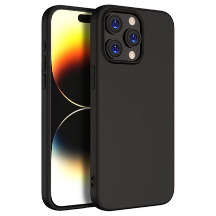 Mobizang Matte Protective Lens Flexible Back Cover for Apple iPhone 15 Pro | Slim Silicone with Soft Lining Shockproof Full Body Bumper Case (Black)