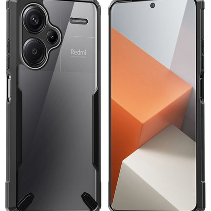 Mobizang Bull Clear Back Cover for Redmi Note 13 PRO PLUS | [Military Grade Protection] Shock Proof Slim Hybrid Bumper Case (Black)