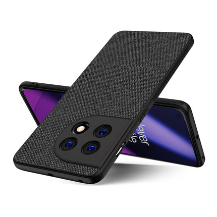 Mobizang Soft Full Fabric for OnePlus 11 Back Cover | Shockproof Slim Hard Anti Slip Back Case (Black)