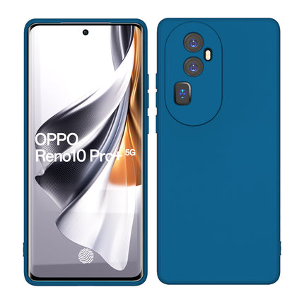 Mobizang Matte Protective Lens Flexible Back Cover for Oppo Reno 10 PRO + Plus | Slim Silicone with Soft Lining Shockproof Full Body Bumper Case (Blue)