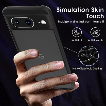 Mobizang Shield Frosted Acrylic Back Shock Proof Case Cover for Google Pixel 8 (Black)