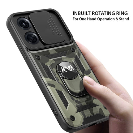 Mobizang Tank Back Cover for Oppo Reno 8 Pro (5G) , Inbuilt Ring + Slider Shockproof Lens Protection Case (Black)