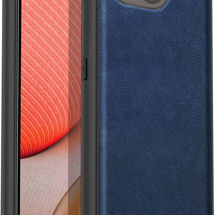 Mobizang Tux Leather Back Cover for Apple iPhone 15 Plus | Slim Shockproof Camera Protection Bumper Case (Blue)