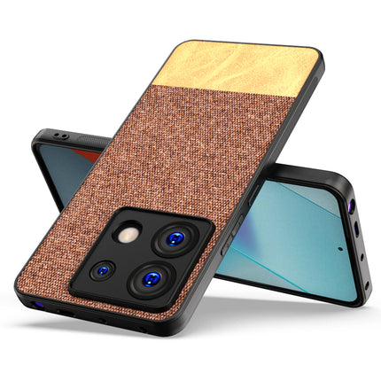 Mobizang Soft Fabric & Leather Hybrid Protective Back Cover for Redmi Note 13 PRO | Shockproof Slim Hard Anti Slip Back Case (Brown)