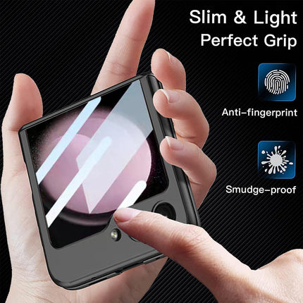 Mobizang Ultra Thin Back Cover for Galaxy Z Flip5 / Z Flip 5 | Magnetic Hinge Protection and Inbuilt Glass Window Protection (Black)