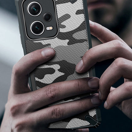 Mobizang Bull Camouflage Back Cover for Redmi Note 12 Pro | [Military Grade Protection] Shock Proof Slim Hybrid Bumper Case (Black)