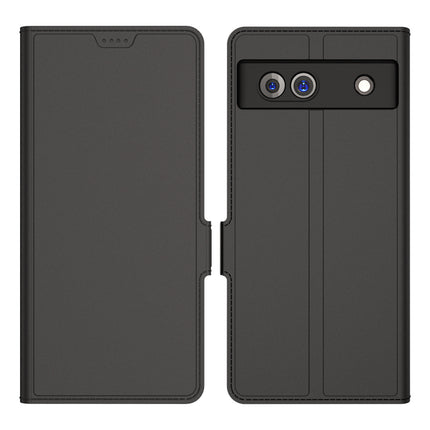 Mobizang Noble Slim Magnetic Leather Flip Case Cover for Google Pixel 7A | Card Holder Stand Leather Flip Wallet Case (Black)