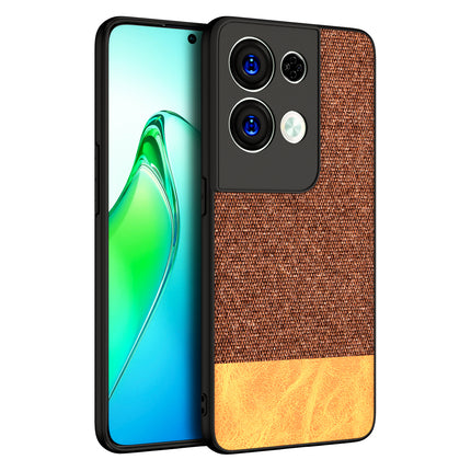 Mobizang Soft Fabric & Leather Hybrid Protective Back Case Cover for Oppo Reno 8 PRO (5G) (Brown)