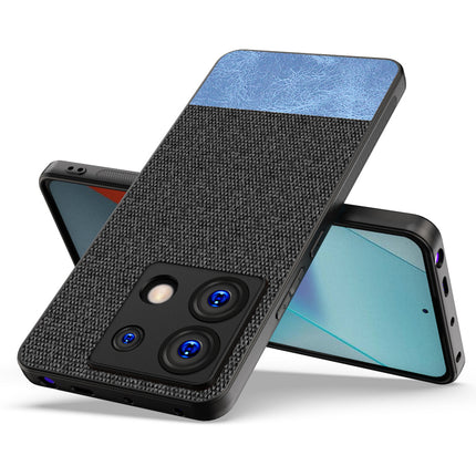 Mobizang Soft Fabric & Leather Hybrid Protective Back Cover for Redmi Note 13 PRO | Shockproof Slim Hard Anti Slip Back Case (Black , Blue)