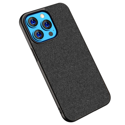Mobizang Soft Fabric Hybrid Protective Back Case Cover for Apple iPhone 14 Pro (Black)