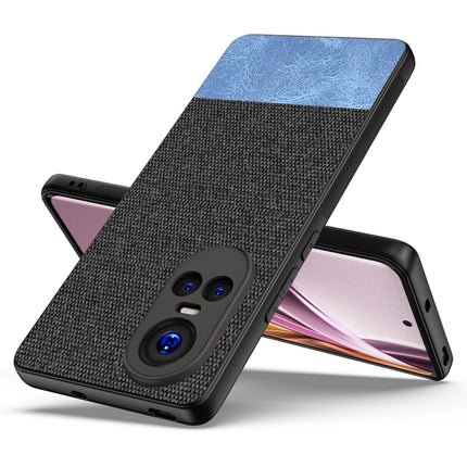 KAPA Soft Fabric & Leather Hybrid Protective Back Cover for Oppo Reno 10 / Reno 10 PRO (5G) | Shockproof Slim Hard Anti Slip Back Case (Black , Blue)