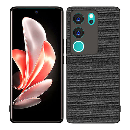 Mobizang Soft Full Fabric Protective Back Case Cover for Vivo V29 (5G) / Vivo V29 Pro (5G) | Shockproof Slim Hard Anti Slip Back Case (Black)