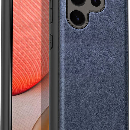 Mobizang Tux Leather Back Cover for Samsung Galaxy S24 Ultra | Slim Shockproof Camera Protection Bumper Case (Blue)