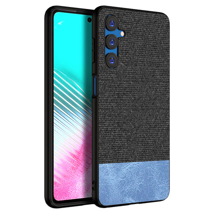 KAPA Soft Fabric & Leather Hybrid Protective Back Cover for Samsung Galaxy F54 | Shockproof Slim Hard Anti Slip Back Case (Black , Blue)