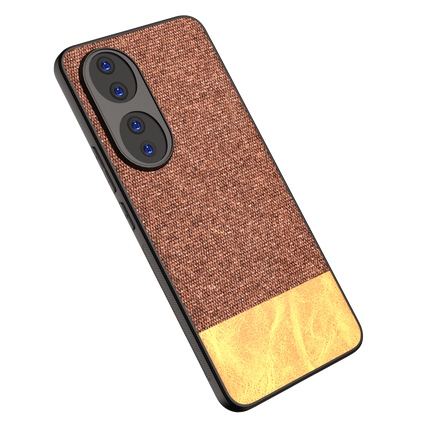 Mobizang Soft Fabric & Leather Hybrid Protective Back Cover for Honor 90 (5G) | Shockproof Slim Hard Anti Slip Back Case (Brown)