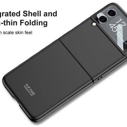 Mobizang Ultra Thin Back Case for Samsung Galaxy Z Flip4, Inbuilt Glass Window Back Cover, Black