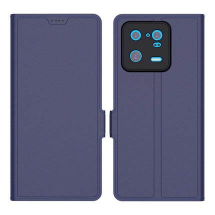 Mobizang Noble Slim Magnetic Leather Flip Case Cover for Xiaomi 13 Pro (5G) | Card Holder Stand Leather Flip Wallet Case (Blue)