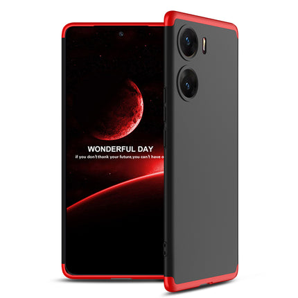 Mobizang Double Dip Full 360 Protection Back Case Cover for Vivo V29E (Red , Black)