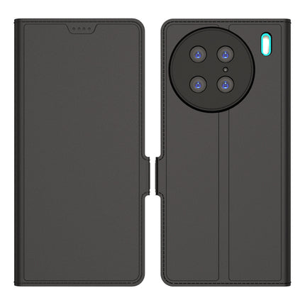 Mobizang Noble Slim Magnetic Leather Flip Case Cover for Vivo X90 PRO (5G) | Card Holder Stand Leather Flip Wallet Case (Black)