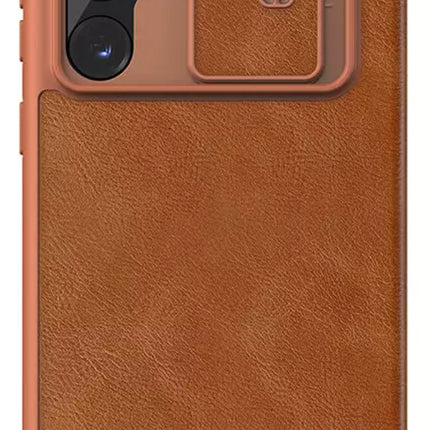 Nillkin Qin Series Leather Flip Case Cover for Samsung Galaxy S22 Ultra (Brown)