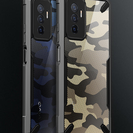 Mobizang Bull Camouflage Back Cover for Vivo V23E (5G), Shockproof Slim Hybrid Clear Case (Black)
