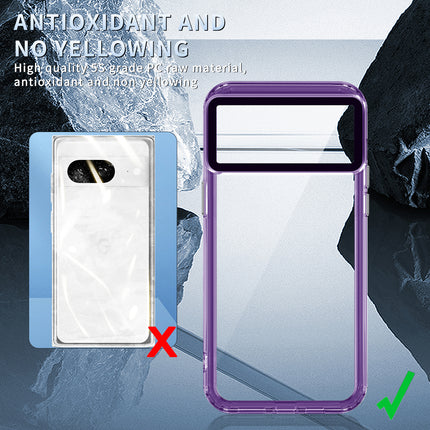 Mobizang Warrior Acrylic Clear Back Cover For Google Pixel 8 | Slim Shockproof [Military Grade Protection] Hybrid Bumper Case (Purple Sides)