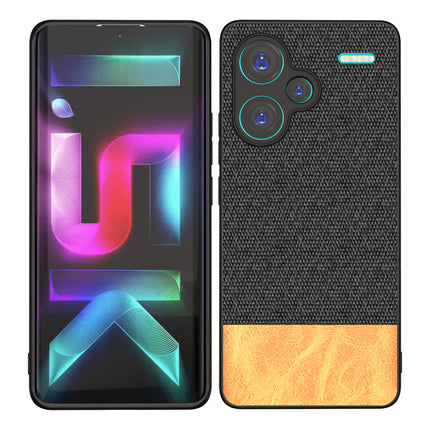 Mobizang Soft Fabric & Leather Hybrid Protective Back Cover for Redmi Note 13 PRO PLUS | Shockproof Slim Hard Anti Slip Back Case (Black , Brown)