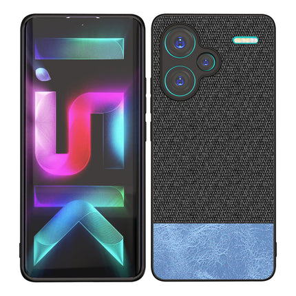 Mobizang Soft Fabric & Leather Hybrid Protective Back Cover for Redmi Note 13 PRO PLUS | Shockproof Slim Hard Anti Slip Back Case (Black , Blue)