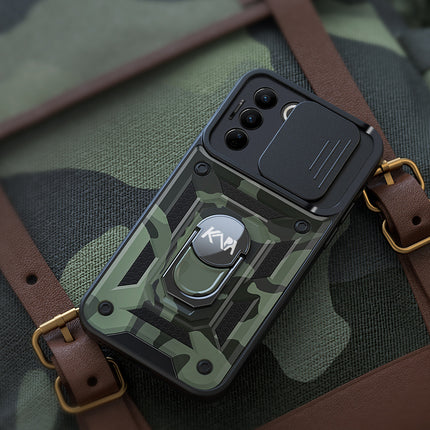Mobizang Tank Back Cover for Vivo V27 / V27 PRO (5G) | Inbuilt Ring + Slider Shockproof Lens Protection Case (Black)