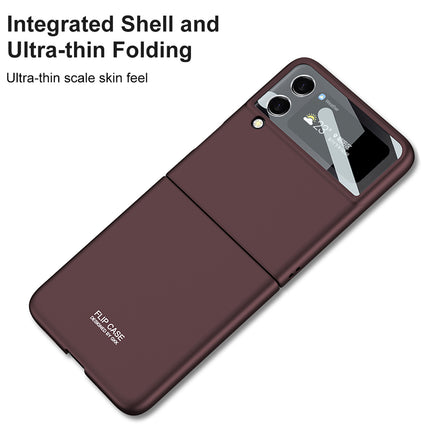 Mobizang Ultra Thin Back Case for Samsung Galaxy Z Flip4, Inbuilt Glass Window Back Cover, Burgundy