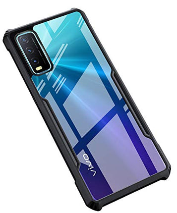 Beetle for Vivo Y20 / Y20i Back Case, [Military Grade Protection] Shock Proof Slim Hybrid Bumper Cover (Black)