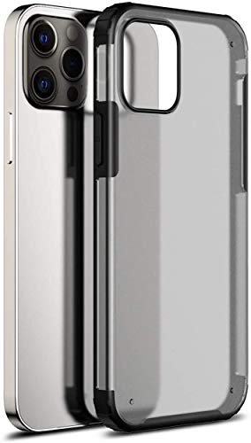 Shield Frosted Acrylic Back Shock Proof Case Cover for Apple iPhone 12 Pro Max (6.7), Black