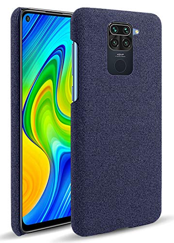 Woven Soft Fabric Case for Redmi Note 9 Back Cover, Shock Protection Slim Hard Anti Slip Back Cover, Blue