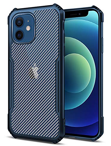Beetle Carbon Back Case for Apple iPhone 12 (6.1) / iPhone 12 Pro (6.1), [Military Grade Protection] Shock Proof Slim Hybrid Bumper Back Cover, Blue
