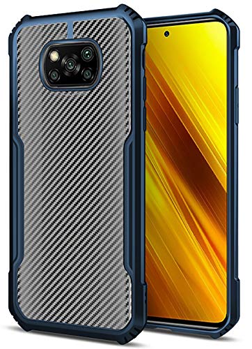 Beetle Carbon Back Case for Poco X3, [Military Grade Protection] Shock Proof Slim Hybrid Bumper Back Cover, Blue