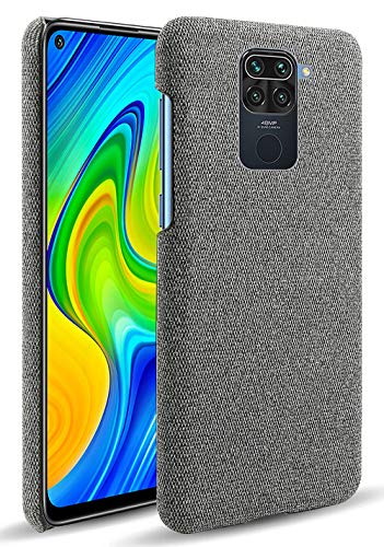 Woven Soft Fabric Case for Redmi Note 9 Back Cover, Shock Protection Slim Hard Anti Slip Back Cover, Grey