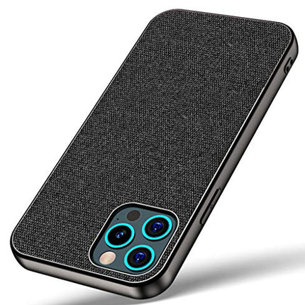 Soft Fabric Hybrid Protective Back Case Cover for Apple iPhone 12 PRO MAX (6.7) (Black)