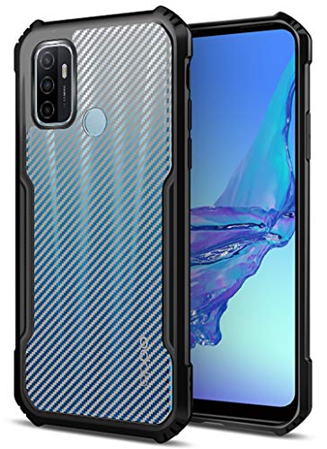Beetle Carbon Back Case for Oppo A53, [Military Grade Protection] Shock Proof Slim Hybrid Bumper Back Cover, Black
