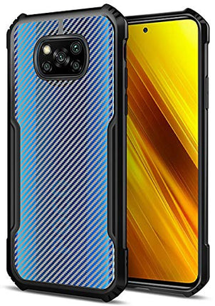 Beetle Carbon Back Case for Poco X3, [Military Grade Protection] Shock Proof Slim Hybrid Bumper Back Cover, Black