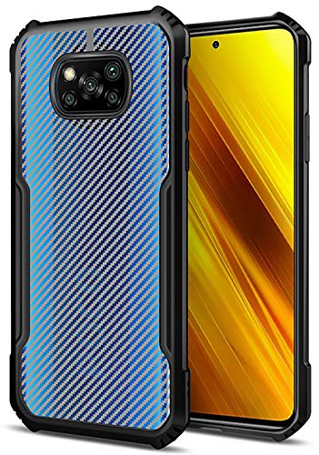 Beetle Carbon Back Case for Poco X3, [Military Grade Protection] Shock Proof Slim Hybrid Bumper Back Cover, Black